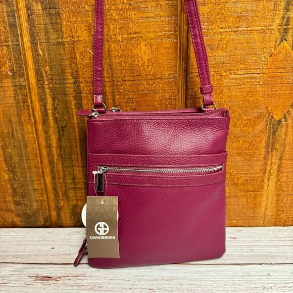 Giani Bernini Handbags - GIANI BERNINI Triple-Zip Pebble Leather Dasher Crossbody